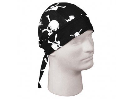 Šátek HEADWRAP SKULL & CROSSBONE ČERNÝ