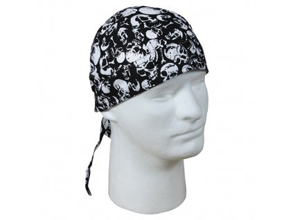 Šátek HEADWRAP s lebkami ČERNÝ