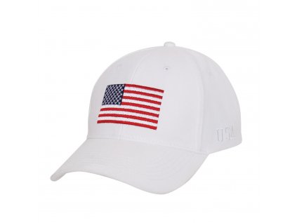 Čepice baseball s barevnou US vlajkou BÍLÁ