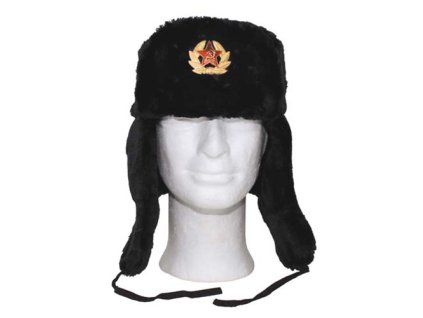 Beranice / Uschanka ruská se znakem ČERNÁ (velikost L)