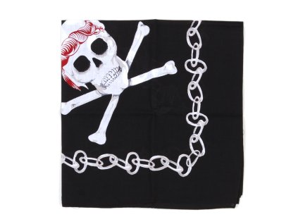 Šátek LEBKY a ŘETĚZ bavlněný ČERNÝ