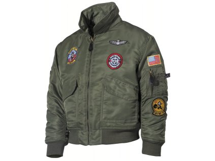 Bunda dětská CWU s nášivkami ZELENÁ (velikost XL)