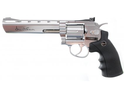 Vzduchový revolver ASG Dan Wesson 6" silver na diabolky 4,5mm  + Sada 5ks bombiček CO2 12g