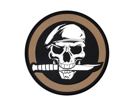 Nášivka MILITARY SKULL WITH KNIFE velcro COYOTE
