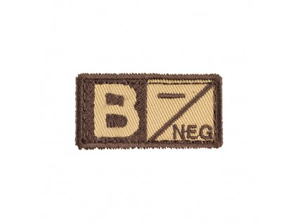 Nášivka krevní skupina B NEG VELCRO PÍSKOVÁ