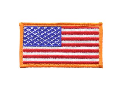 Nášivka USA vlajka 4,5 x 8,5 cm ORANŽOVÝ lem