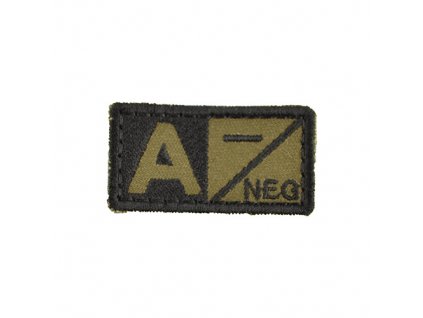 Nášivka krevní skupina A NEG VELCRO ZELENÁ