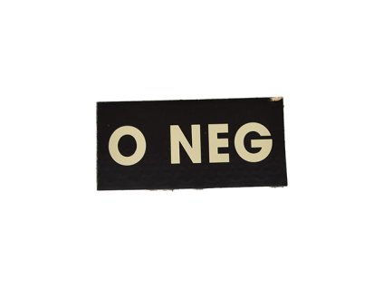 Nášivka IFF IR krevní skupina VELCRO 0 NEG ČERNÁ