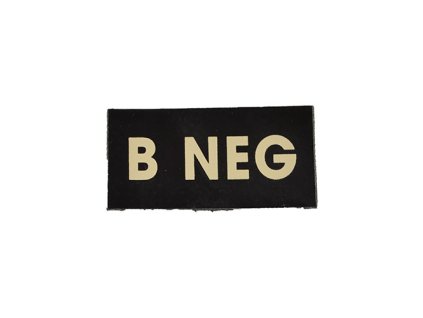 Nášivka IFF IR krevní skupina VELCRO B NEG ČERNÁ