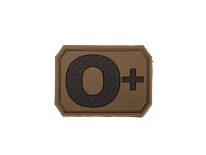 Nášivka plast 3D na suchém zipu krevní skupina 0+ COYOTE