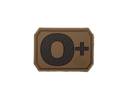 Nášivka plast 3D na suchém zipu krevní skupina 0+ COYOTE