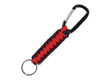 Klíčenka PARACORD s karabinou ČERVENO-ČERNÁ