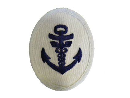 Nášivka námořních jednotek NVA Maat Verwaltung ovál s kotvou, dva hadi BÍLÁ