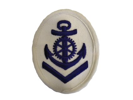 Nášivka námořních jednotek NVA Obermaat Mechaniker ovál s kotvou a kormidlem + V BÍLÁ