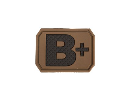 Nášivka plast 3D na suchém zipu krevní skupina B+ COYOTE