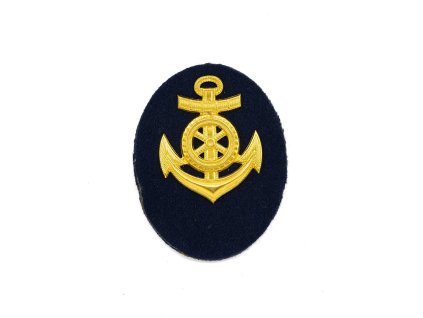Nášivka NVA zlatá KOVOVÁ kotva s kolem MODRÁ