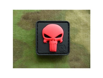 Nášivka PUNISHER plast ČERNÁ/ČERVENÁ