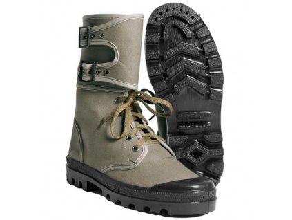 Boty COMANDO plátěné s přezkami ZELENÉ