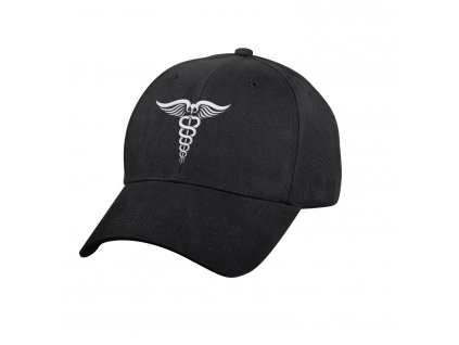 Čepice baseball bílý symbol CADUCEUS ČERNÁ