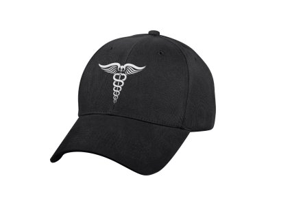 Čepice baseball bílý symbol CADUCEUS ČERNÁ
