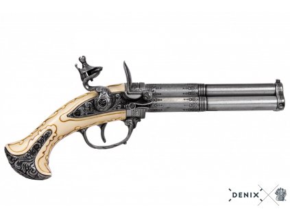 denix Pistola de 3 canones giratorios Francia S XVIII