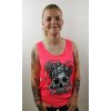 Dámské Tílko BLACK HEART RIBON SKULL NEON (Velikost S)