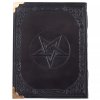 Černý kožený zápisník s pentagramem, pamětní kniha 18x23cm