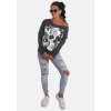 Dámské triko s dlouhým rukávem Yakuza Skull Script 11137 black mlj (Velikost L)