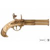 denix Revolving 2 barrel flintlock pistol France 18th C