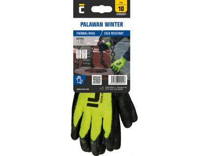 PALAWAN WINTER rukavice máčené zimní - HV Žlutá - Prodejní blistr