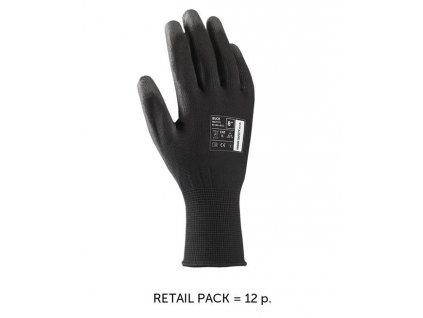 ARDONSAFETY/BUCK BLACK rukavice máčené bezešvé - Maloobchodní balení 12 párů