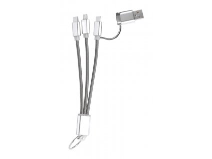 Frecles, USB nabíjecí kabel s přívěškem na klíče | šedá