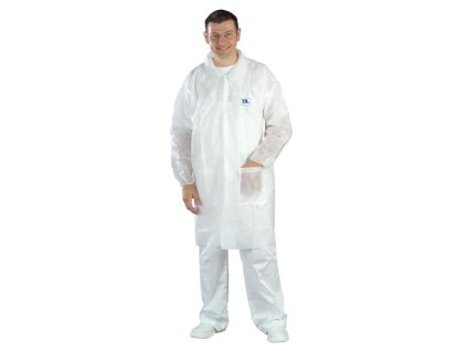 WHITE SPP COAT jednorázový plášť s kapsami - Bílá