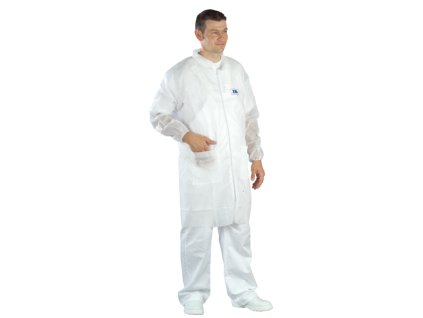 WHITE SPP COAT jednorázový plášť se zapínáním na zip - Bílá