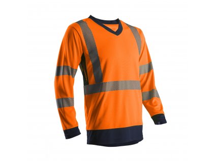 SUNO HI-VIS tričko s dlouhým rukávem - Oranžová/Navy