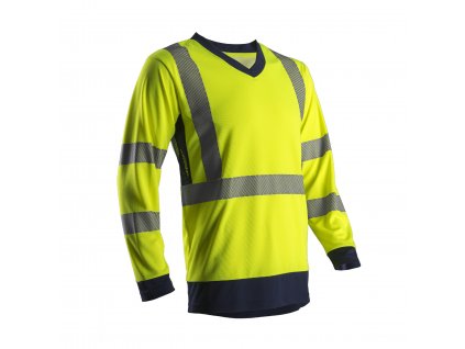 SUNO HI-VIS tričko s dlouhým rukávem - Žlutá/Navy