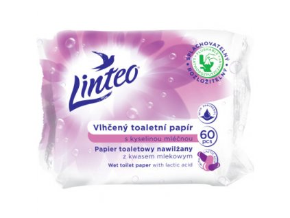 LINTEO Toaletní papír vlhčený - 60ks s kyselinou mléčnou