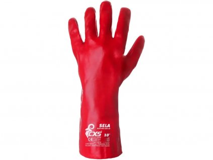 CXS SELA rukavice máčené v PVC - Červená
