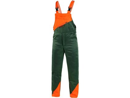 LESNÍK kalhoty s laclem protipořezivé pánské - Zelená/Oranžová