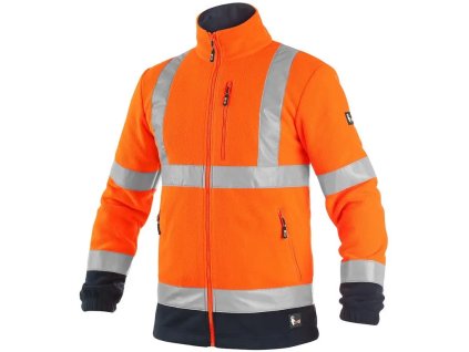 CXS PRESTON bunda výstražná fleece - Oranžová/Modrá