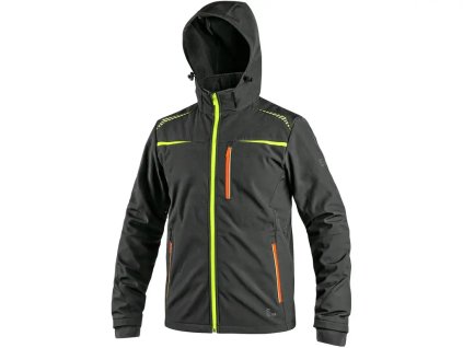 CXS NORFOLK bunda softshellová pánská - Černá s HV Žluto/Oranžovými doplňky