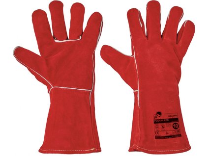 PUGNAX RED rukavice celokožené - Svářečské - Červená