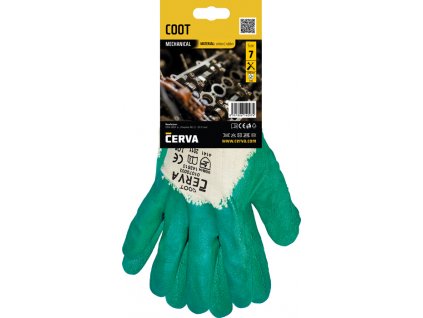 COOT rukavice máčené v latexu - Zelená - Prodejní blistr Normál