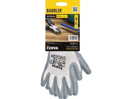 BABBLER rukavice máčené bezešvé - Bílá/Šedá - Prodejní blistr