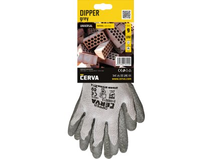 DIPPER - rukavice máčené v latexu bezešvé - Šedá - Prodejní blistr