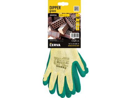 DIPPER rukavice máčené v latexu bezešvé - Zelená - Prodejní blistr