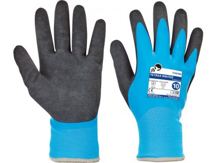 TETRAX WINTER rukavice máčené v latexu zimní - Modrá/Černá