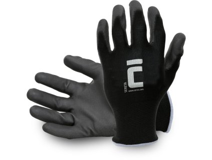SERETA rukavice máčené v PU - Černá