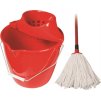 Úklidová souprava - ždímač, mop 160g, hůl, kbelík červený, jemný závit