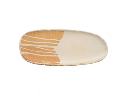 Samto talíř oválný 35 × 15 cm, krémový, porcelán, Verlo,